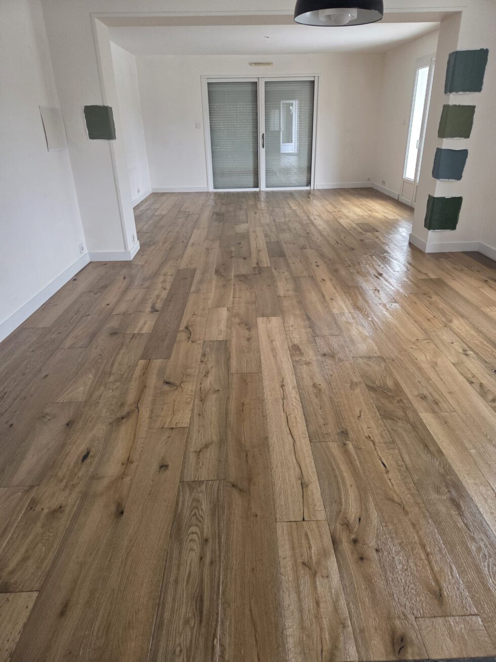 photo d'une pose parquet collé et contrecollé