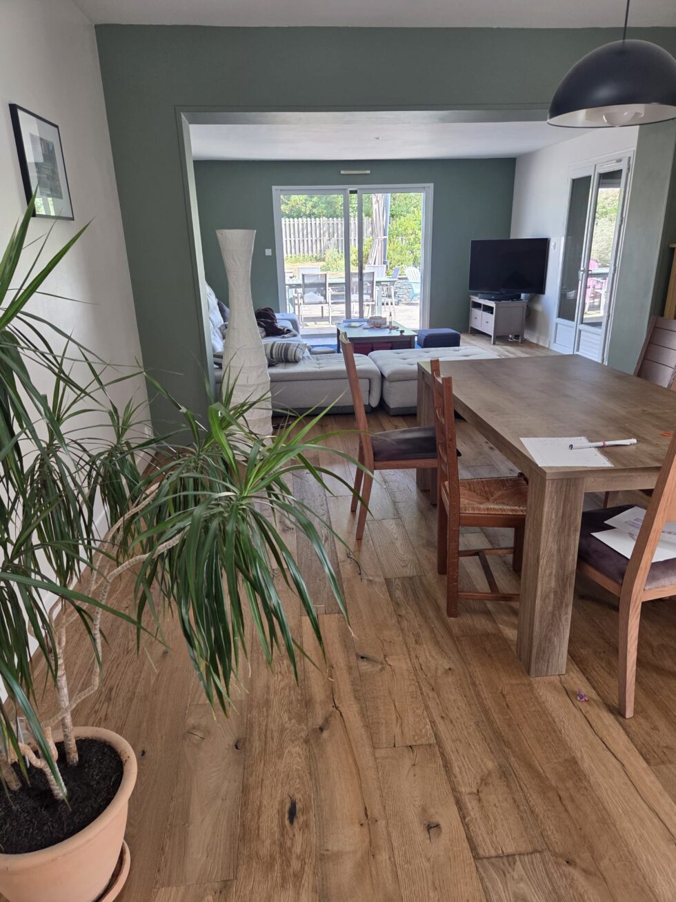 photo d'une pose parquet collé et contrecollé